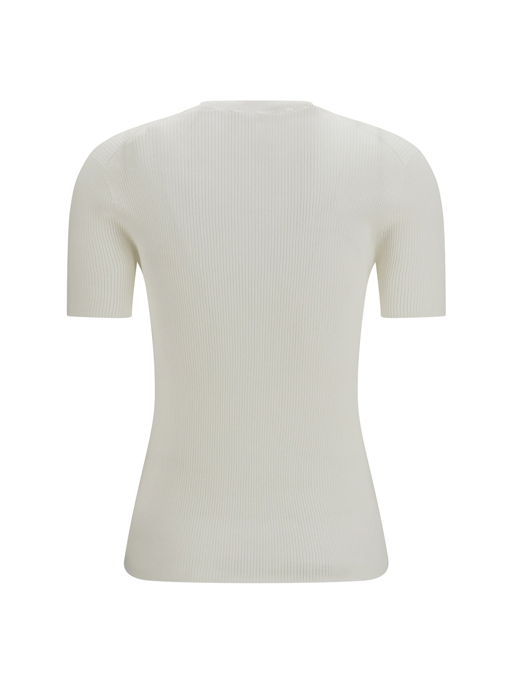 Short-Sleeve Cotton Sweater Off White