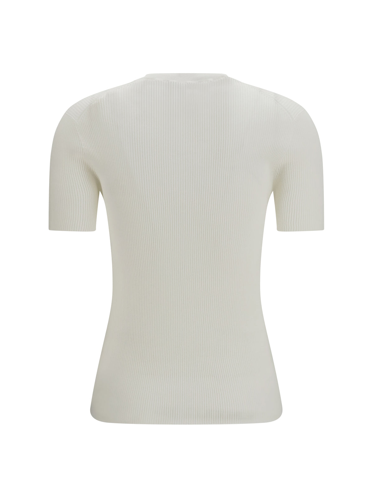 Short-Sleeve Cotton Sweater Off White