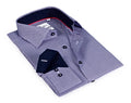 Blue Long Sleeve Shirt with contract trimming // Dual cuffs// contemporary fit- Final Sale