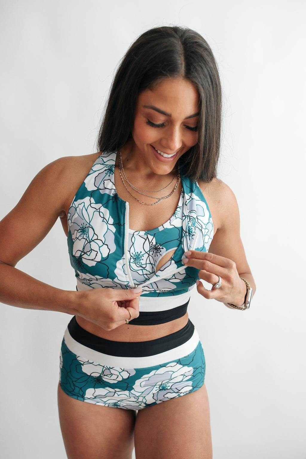 Crop Zip Up Breastfeeding Swimsuit Top | FINAL SALE
