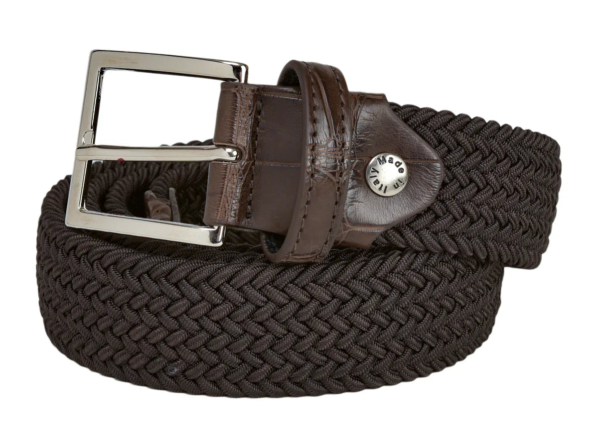 Woven Stretch Belt Solid Brown