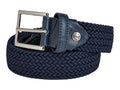 Woven Stretch Belt Crocodile Tab Solid Navy