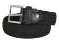Woven Stretch Belt Crocodile Tab Solid Black