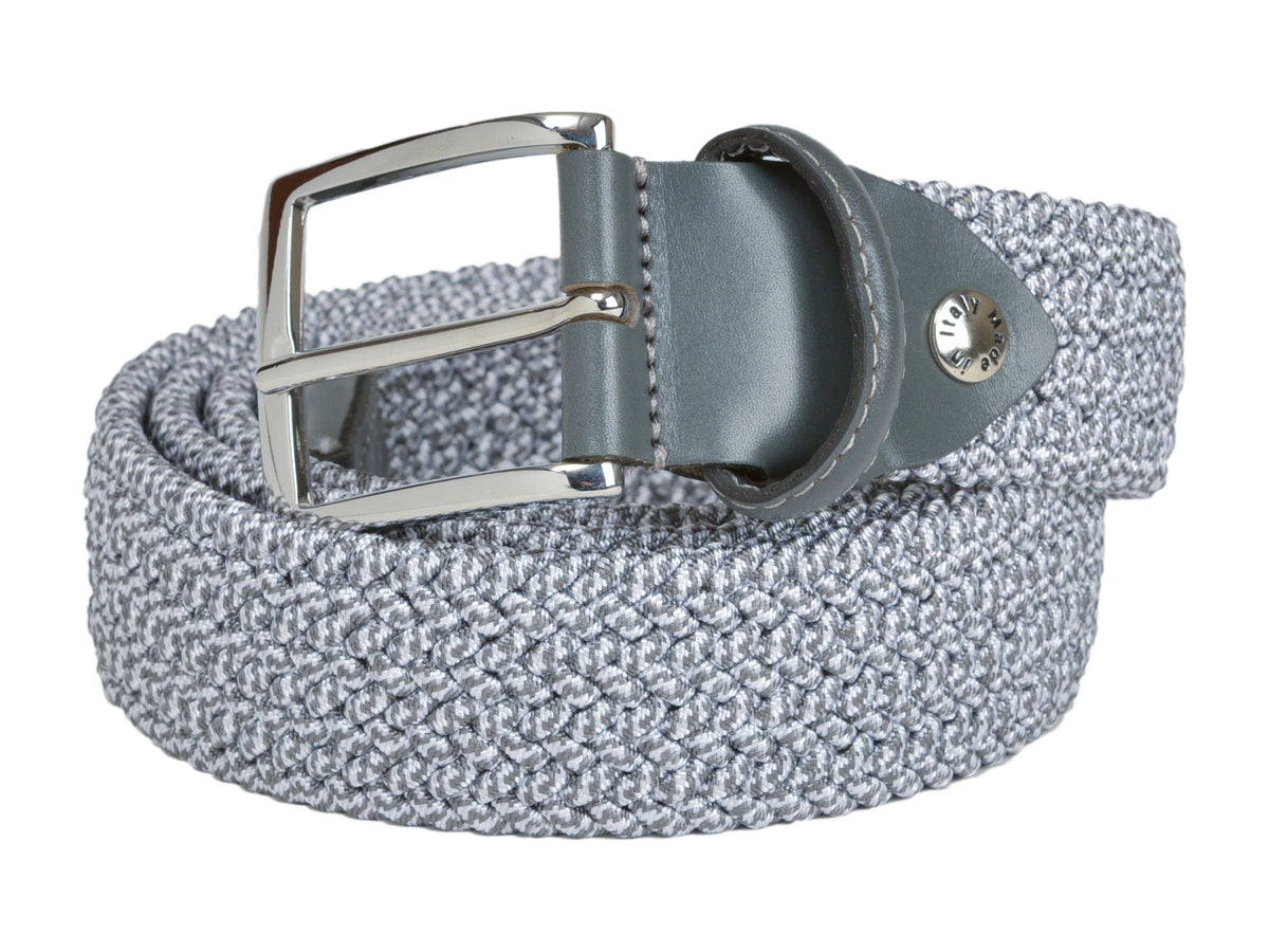 Woven Stretch Belt Two-Tone White/Gray