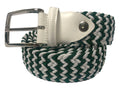 Woven Stretch Belt Forest Green/White