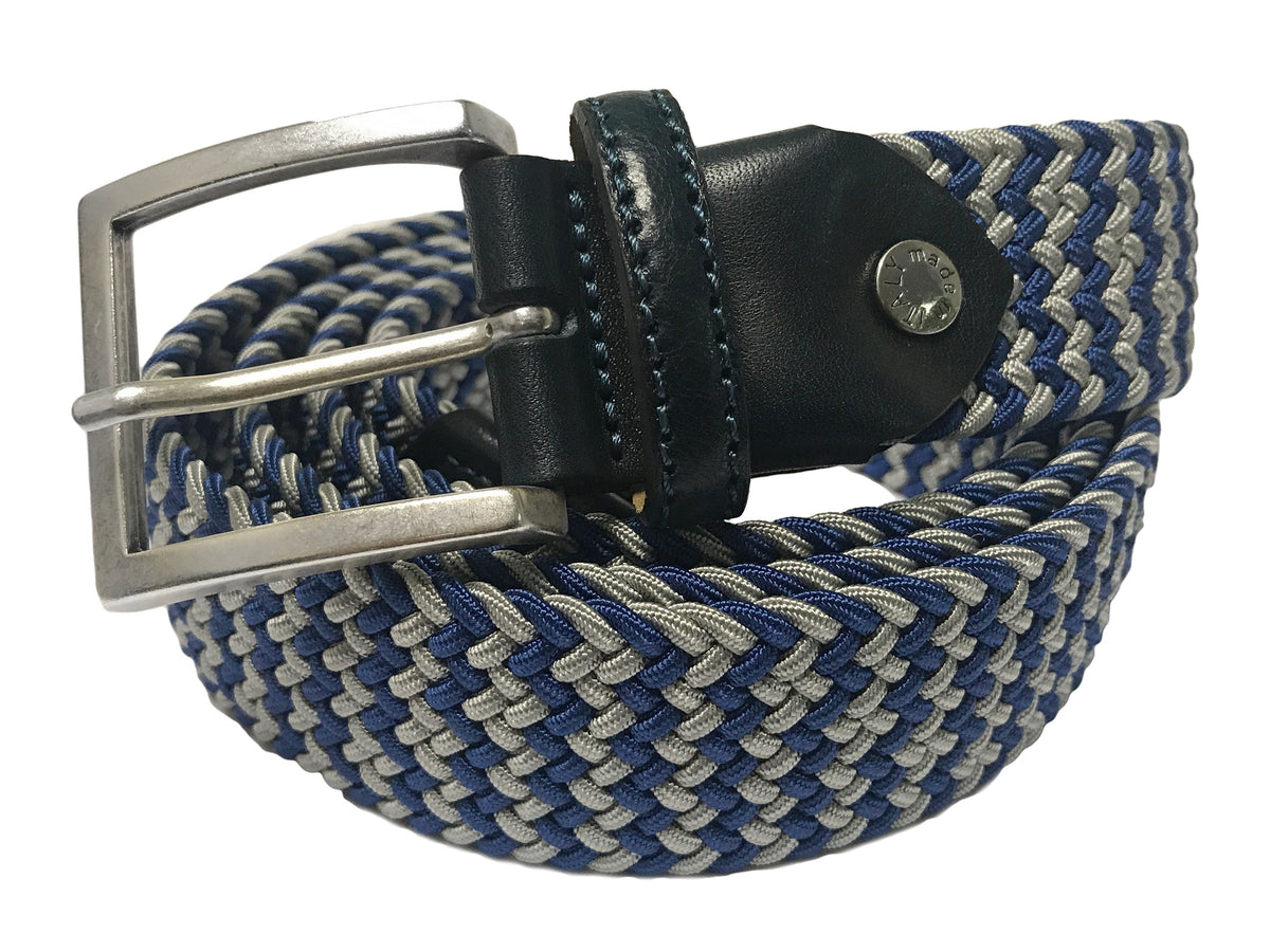 Woven Stretch Belt Blue/Gray