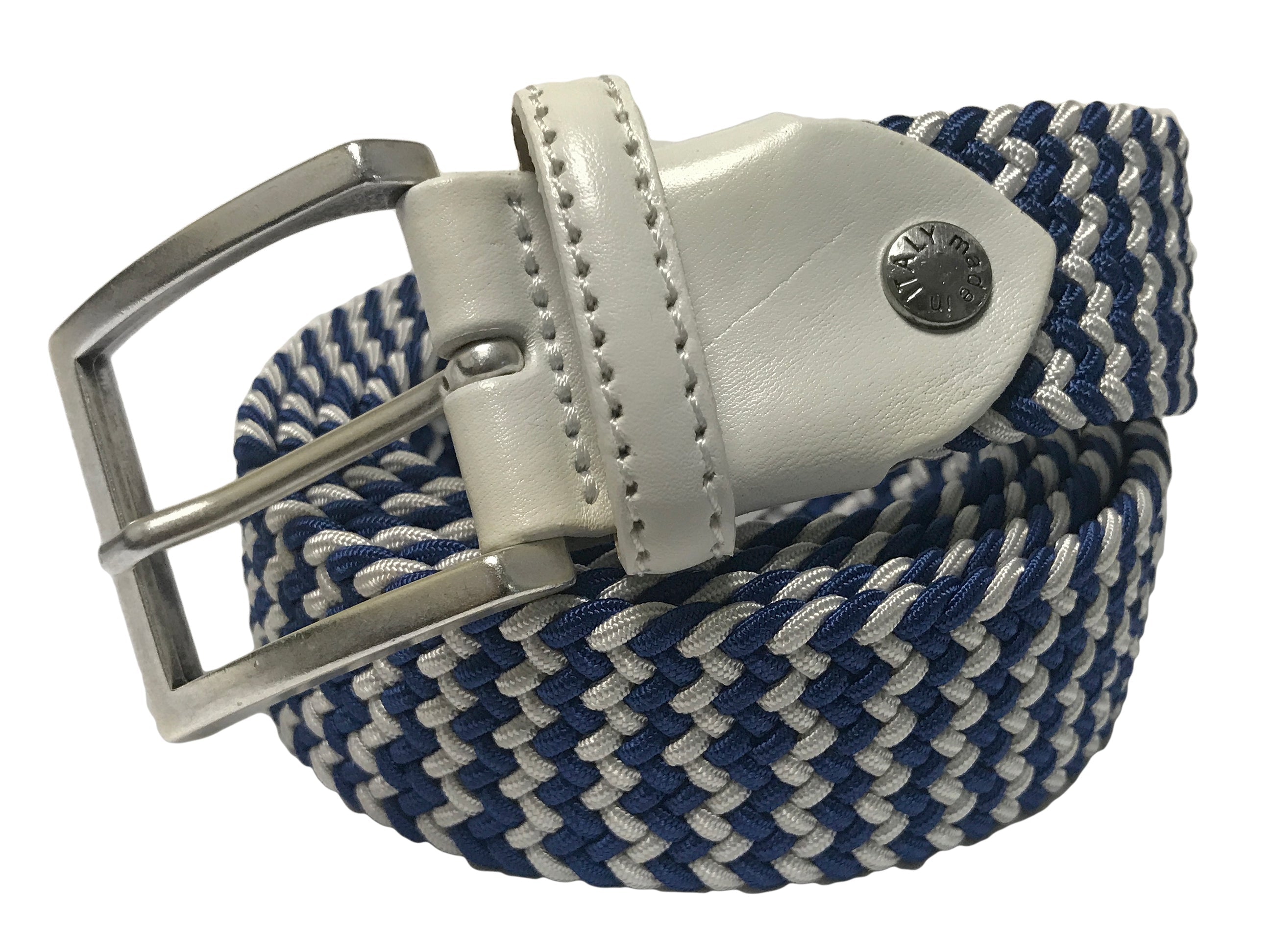 Woven Stretch Belt Blue/White