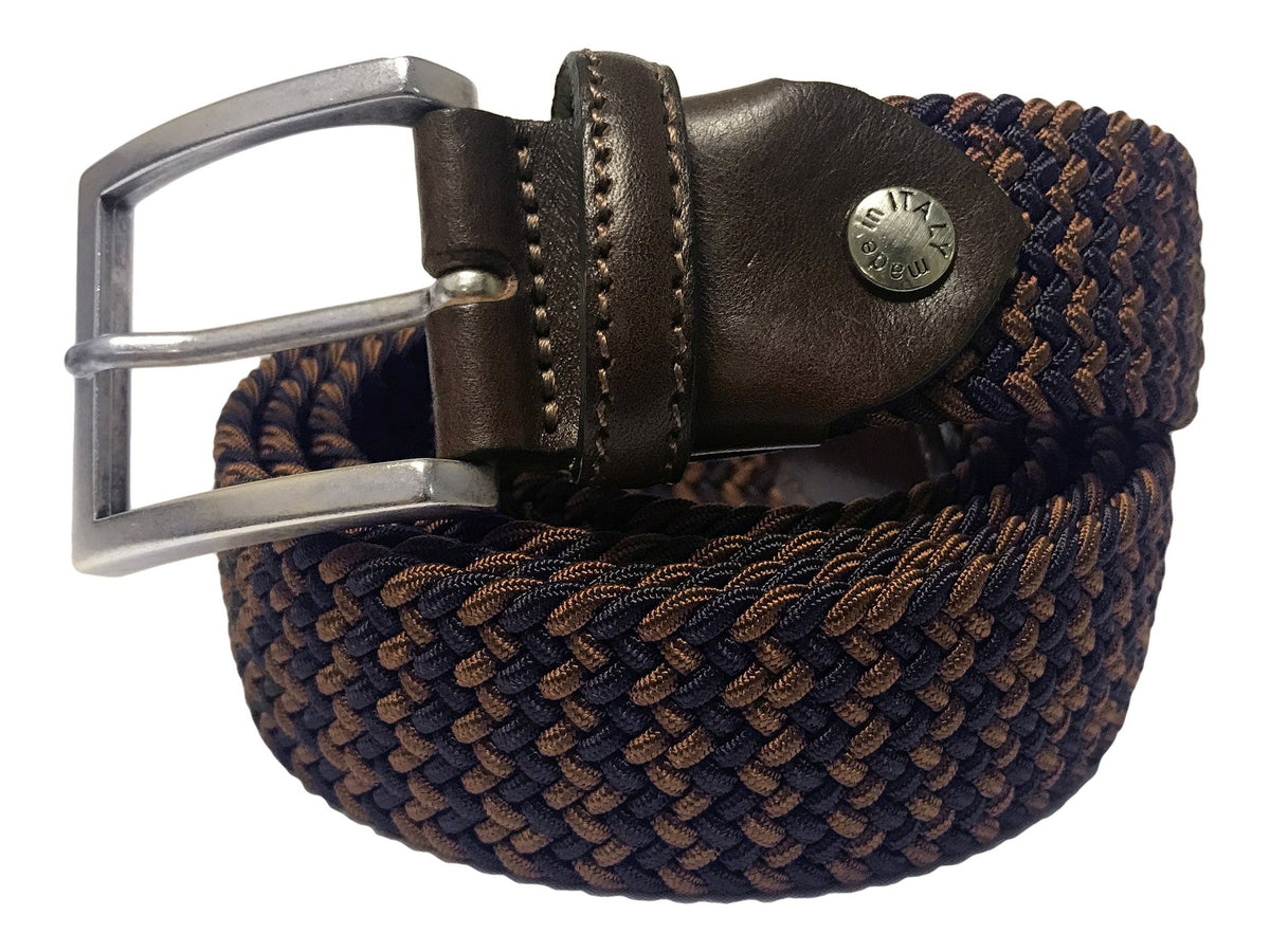 Woven Stretch Belt Brown/Navy