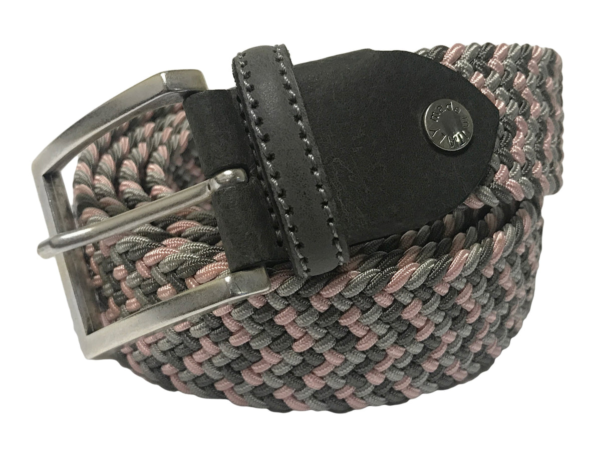 Woven Stretch Belt Pink Monochrome