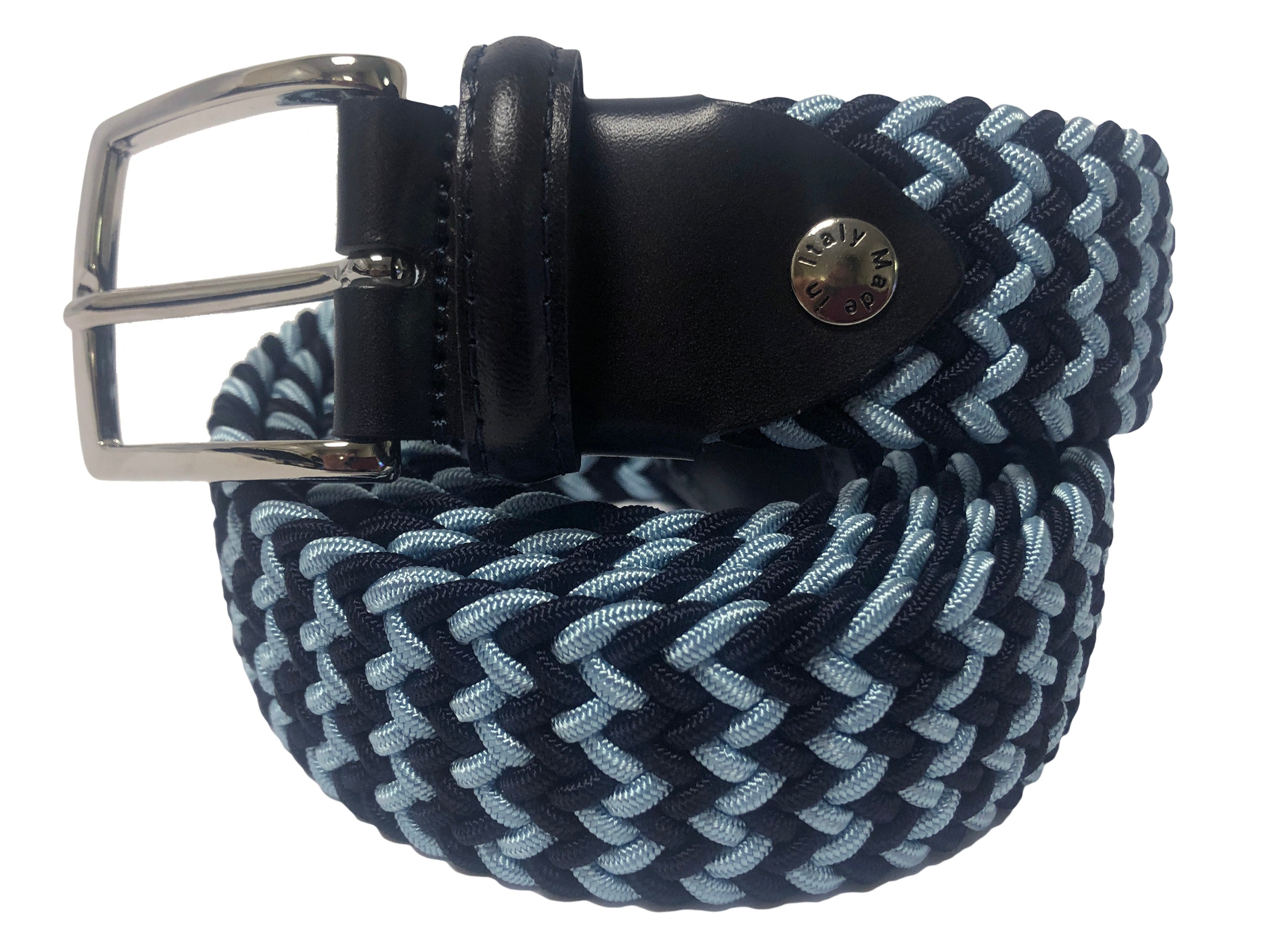 Woven Stretch Belt Navy/Light Blue