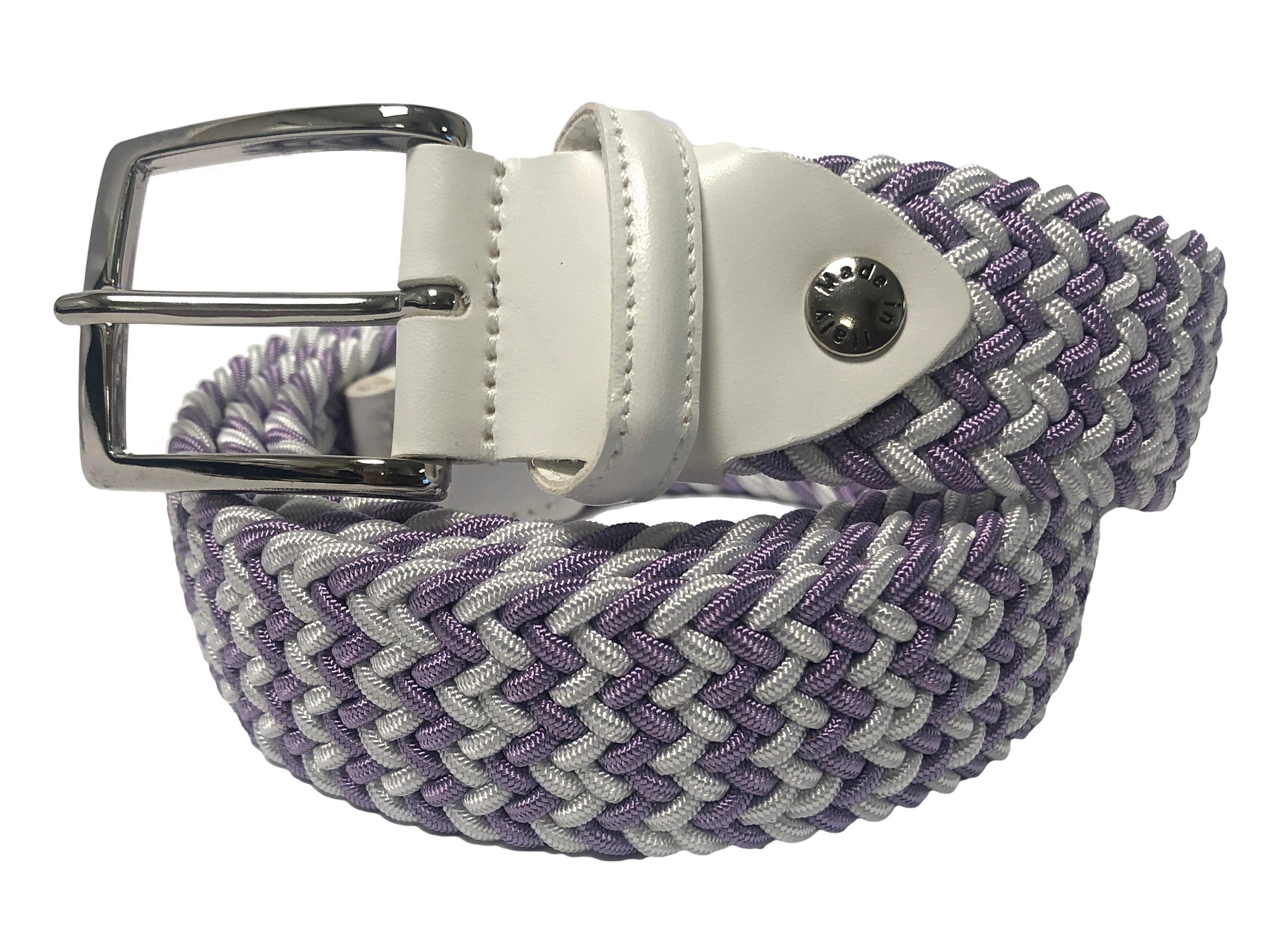 Woven Stretch Belt Lavender/White