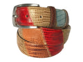 Calf Skin Lizard Embossed Patchwork Belt Multicolor