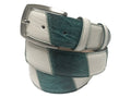 Calf Skin Lizard Embossed Patchwork Belt White/Turquoise