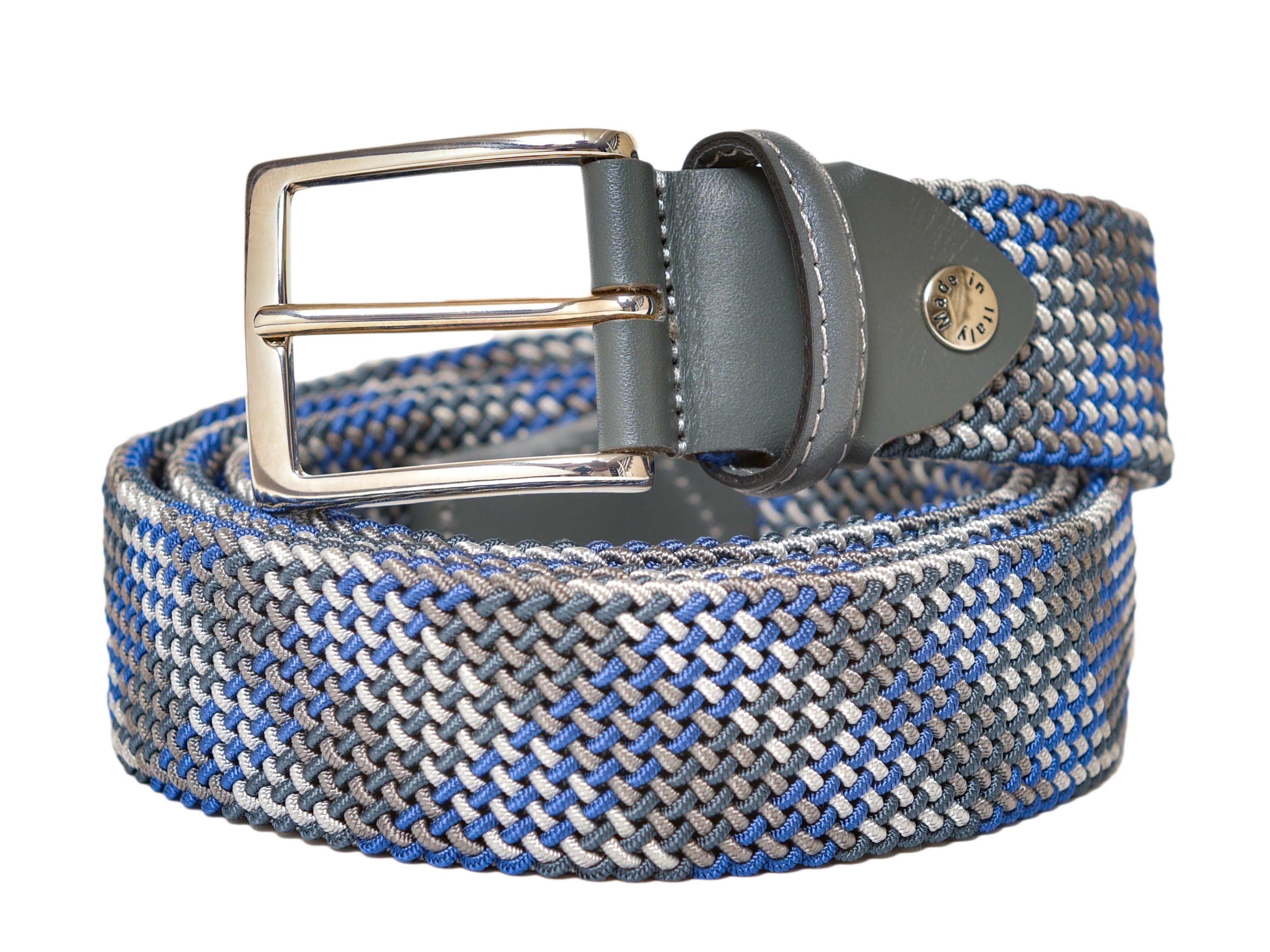 Woven Stretch Belt Tubular Gray/Royal Blue