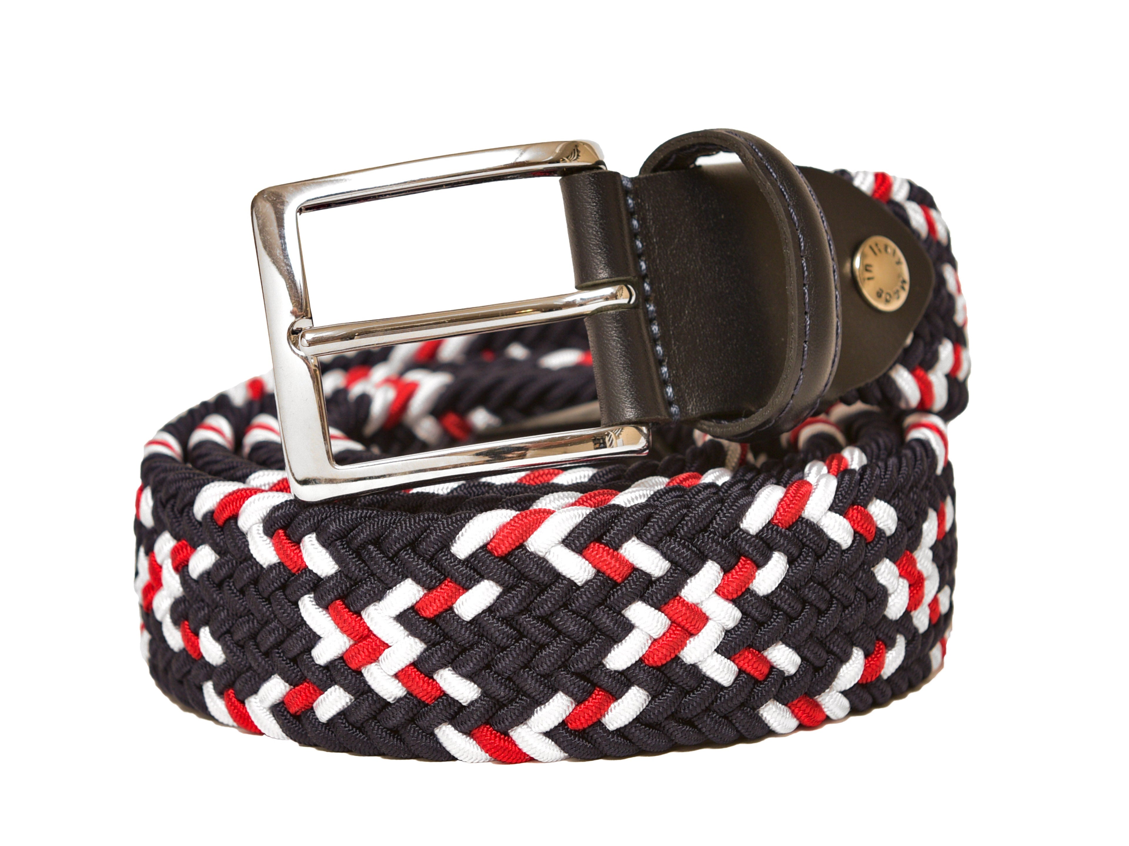 Woven Stretch Belt Cross Navy/Red/White