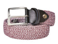 Woven Stretch Belt Two-Tone White/Burgundy