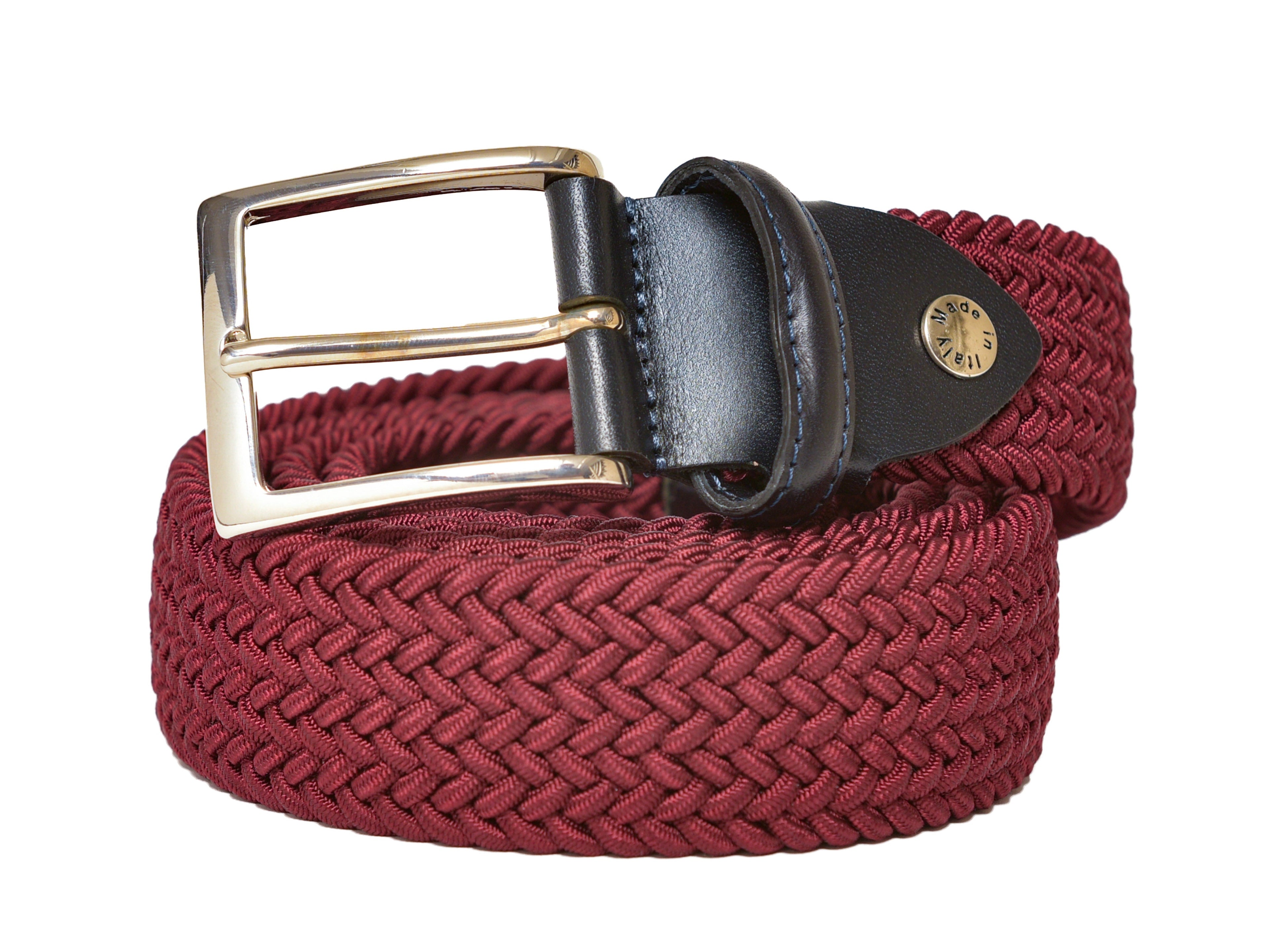 Woven Stretch Belt Solid Burgundy