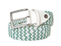 Woven Stretch Belt Stripe White/Lime Green