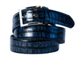 Limited Edition Handpainted Calf Skin Alligator Embossed Belt Navy/Black