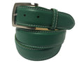 Calf Skin Pebble Belt Green / White Stitch