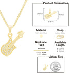 Cubic Zirconia 14K Gold Filled Rock Guitar Pendant Necklace Set