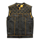 Finish Line - Gold Checker - Men's Motorcycle Leather Vest
