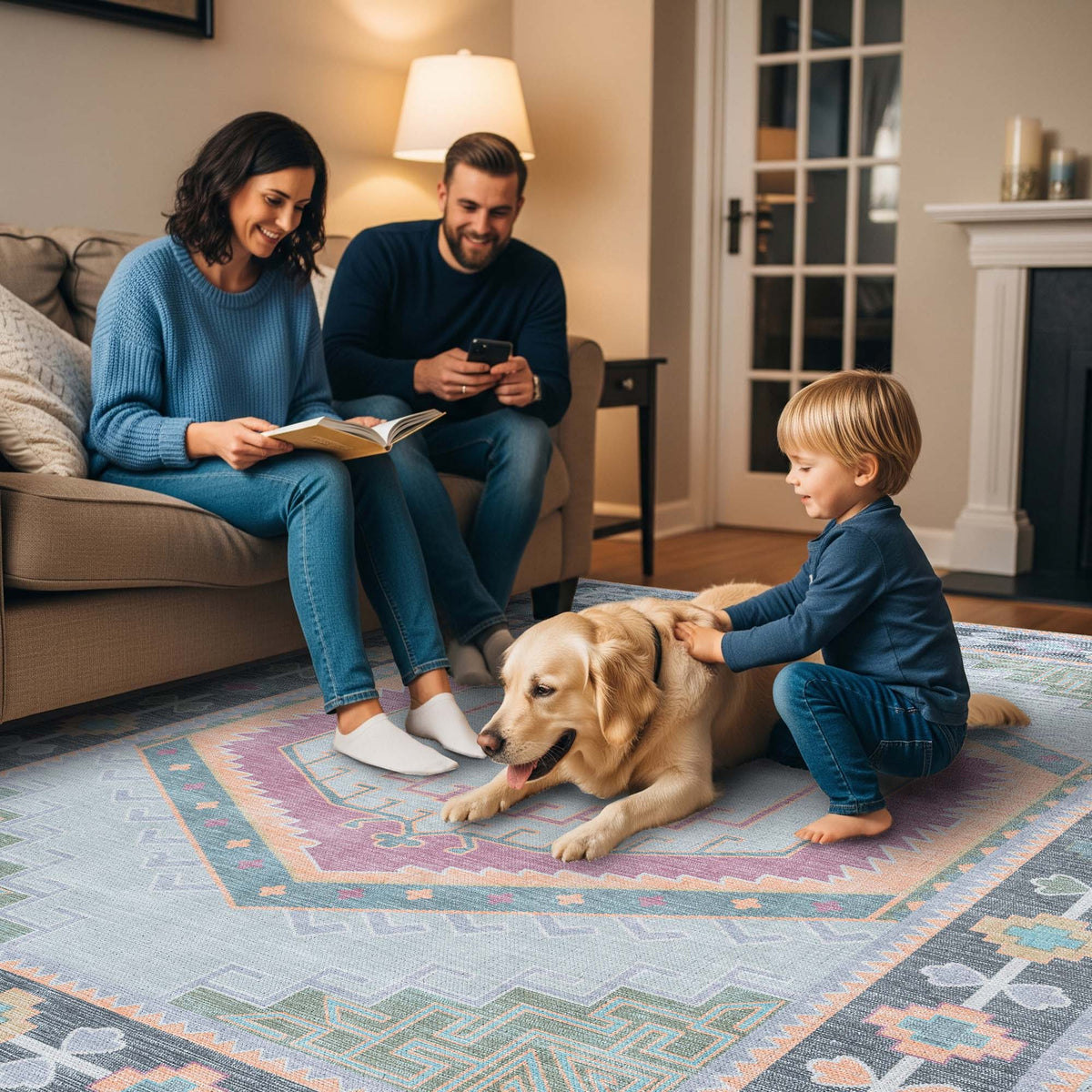 Kyra Green Pink Aesthetic Oushak Rug