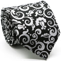 Mens Dads Classic Black Paisley Pattern Business Casual Necktie & Hanky Set FO-1
