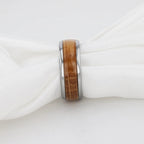 FORMENT Whiskey Barrel Inlaid Tungsten Men's Wedding Band With Domed Polished Edges Made From Genuine Whiskey Barrels - 8mm