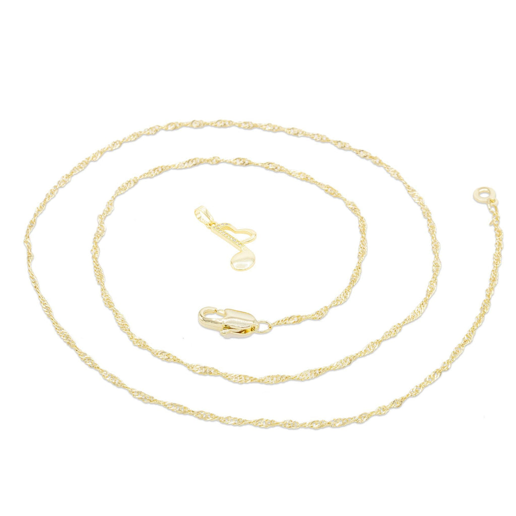 Cubic Zirconia 14K Gold Filled Music Heart Note Pendant Necklace Set