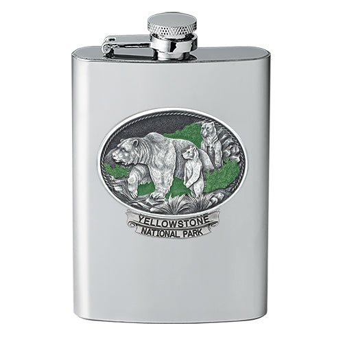 Grizzly Bear Yellowstone National Park Flask