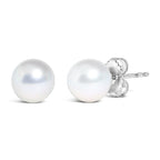.925 Sterling Silver 7-7.5MM  Cultured Freshwater Pearl Solitaire Stud Earrings