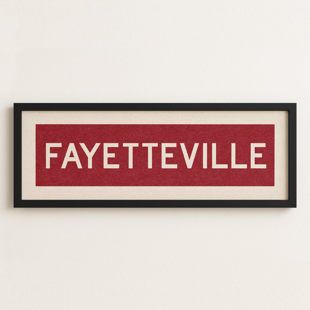 Framed Fayetteville Red Bus Scroll