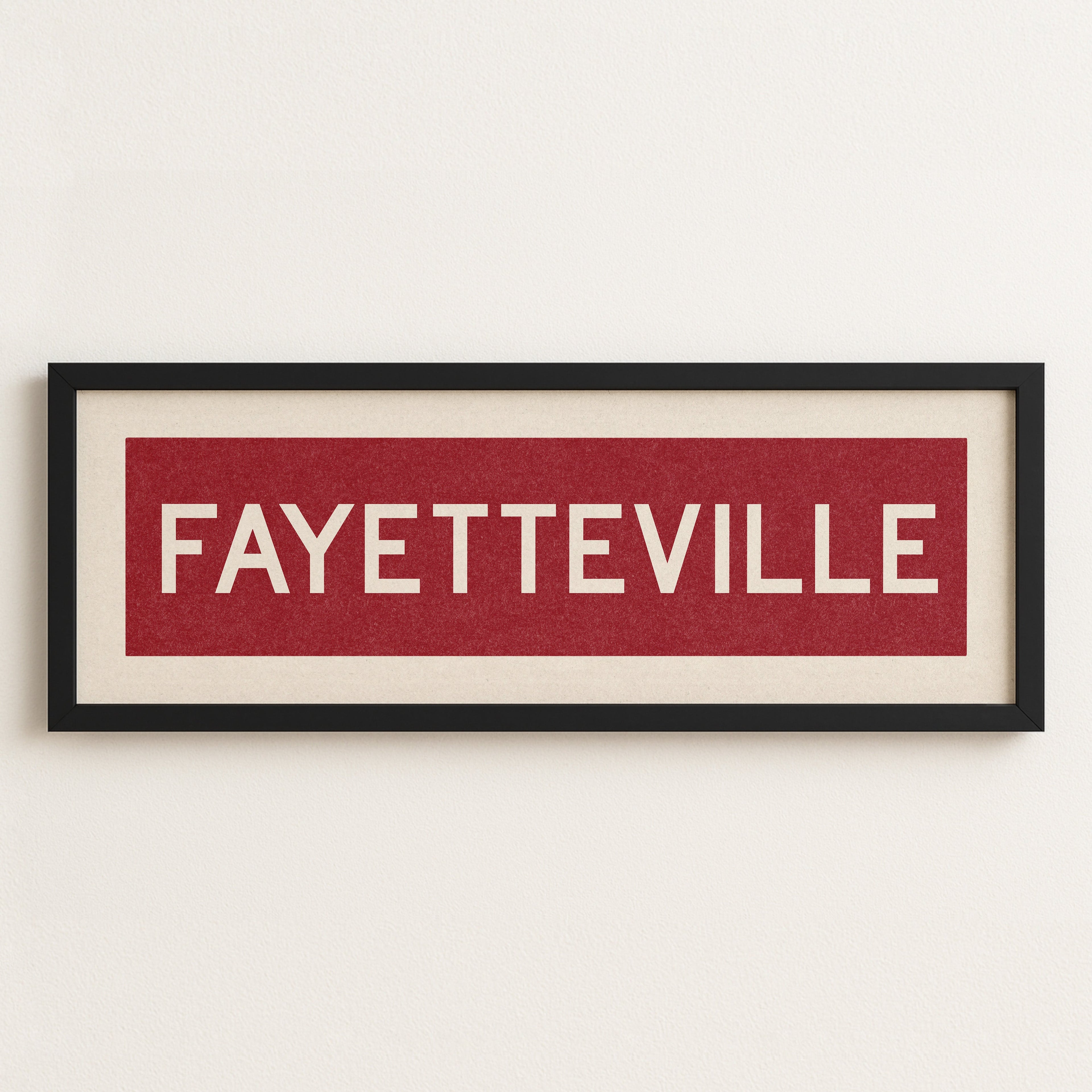 Framed Fayetteville Red Bus Scroll