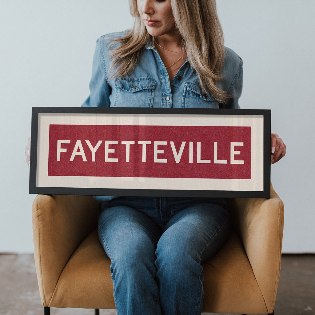 Framed Fayetteville Red Bus Scroll