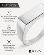 Rectangle Silver Signet Rings (Polished)