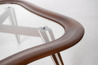 Filippo Chissotti Biomorphic Walnut & Glass Cocktail Table, Italy, c. 1950s–60s