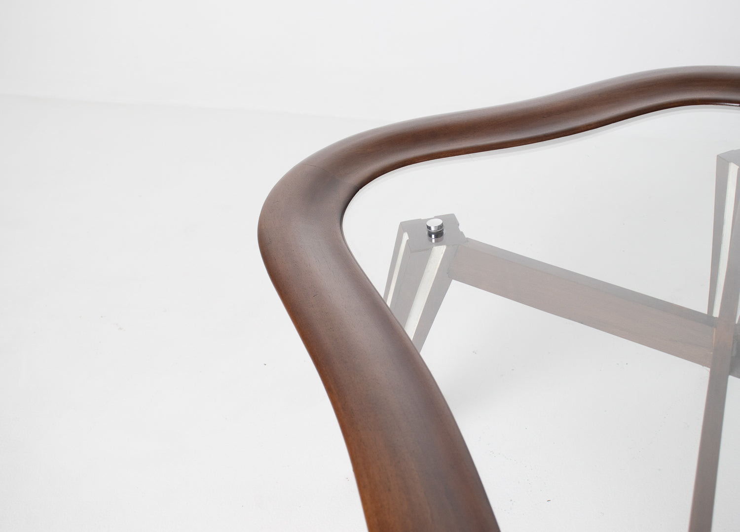 Filippo Chissotti Biomorphic Walnut & Glass Cocktail Table, Italy, c. 1950s–60s