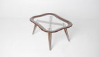 Filippo Chissotti Biomorphic Walnut & Glass Cocktail Table, Italy, c. 1950s–60s