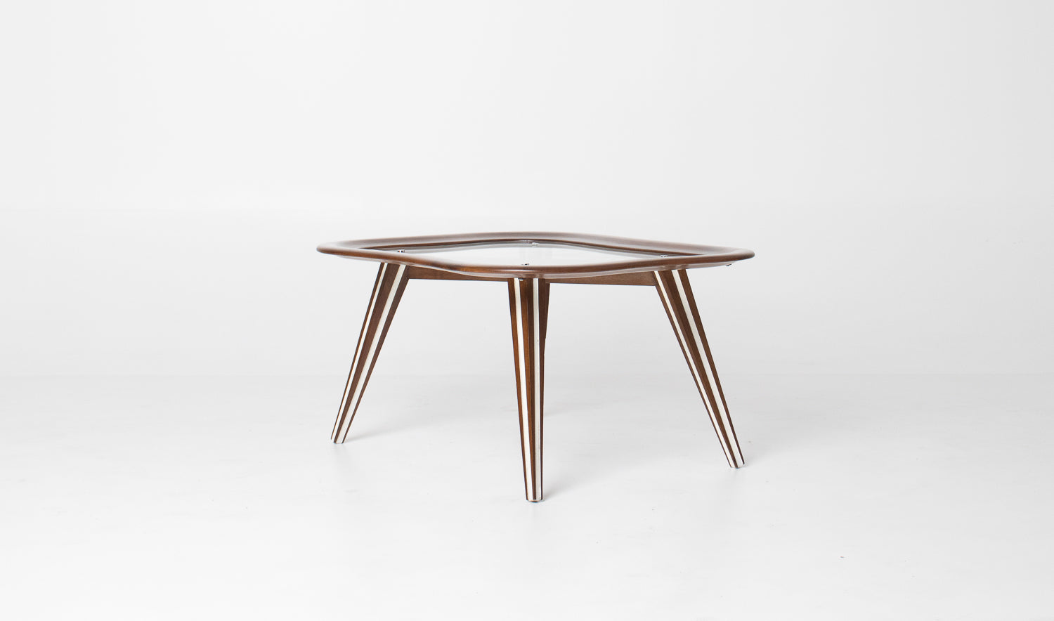 Filippo Chissotti Biomorphic Walnut & Glass Cocktail Table, Italy, c. 1950s–60s