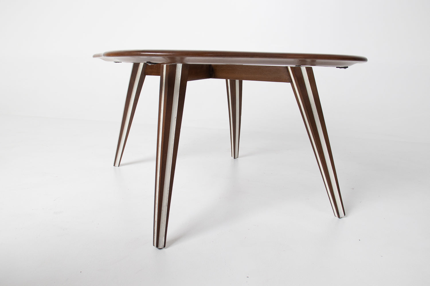 Filippo Chissotti Biomorphic Walnut & Glass Cocktail Table, Italy, c. 1950s–60s