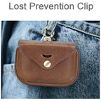Full Grain Leather Earphone Case For Sony WF-1000xm3 Leather Case with Carabiner Portable Protective Case earphone Sony-Brown