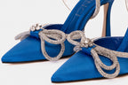 The Floransa Sax Blue Leather Pointy Toe Ankle Strap Women Sandal Final Sale!