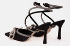 The Floransa Black Leather Pointy Toe Ankle Strap Women Sandal Final Sale!