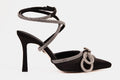 The Floransa Black Leather Pointy Toe Ankle Strap Women Sandal Final Sale!