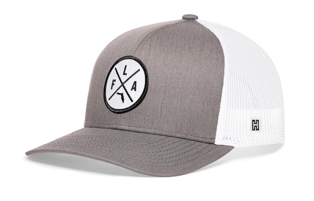 Florida Trucker Hat  |  White Patch FLA X Snapback