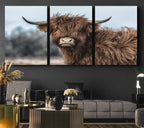 Fluffy Highland Cow Wall Art Canvas Print