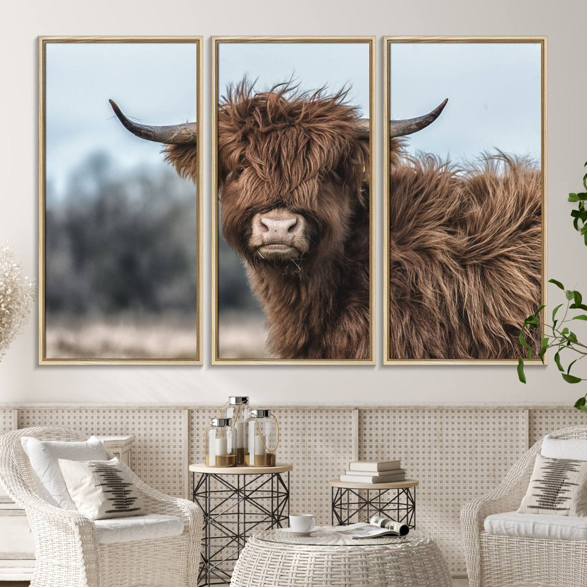 Fluffy Highland Cow Wall Art Canvas Print