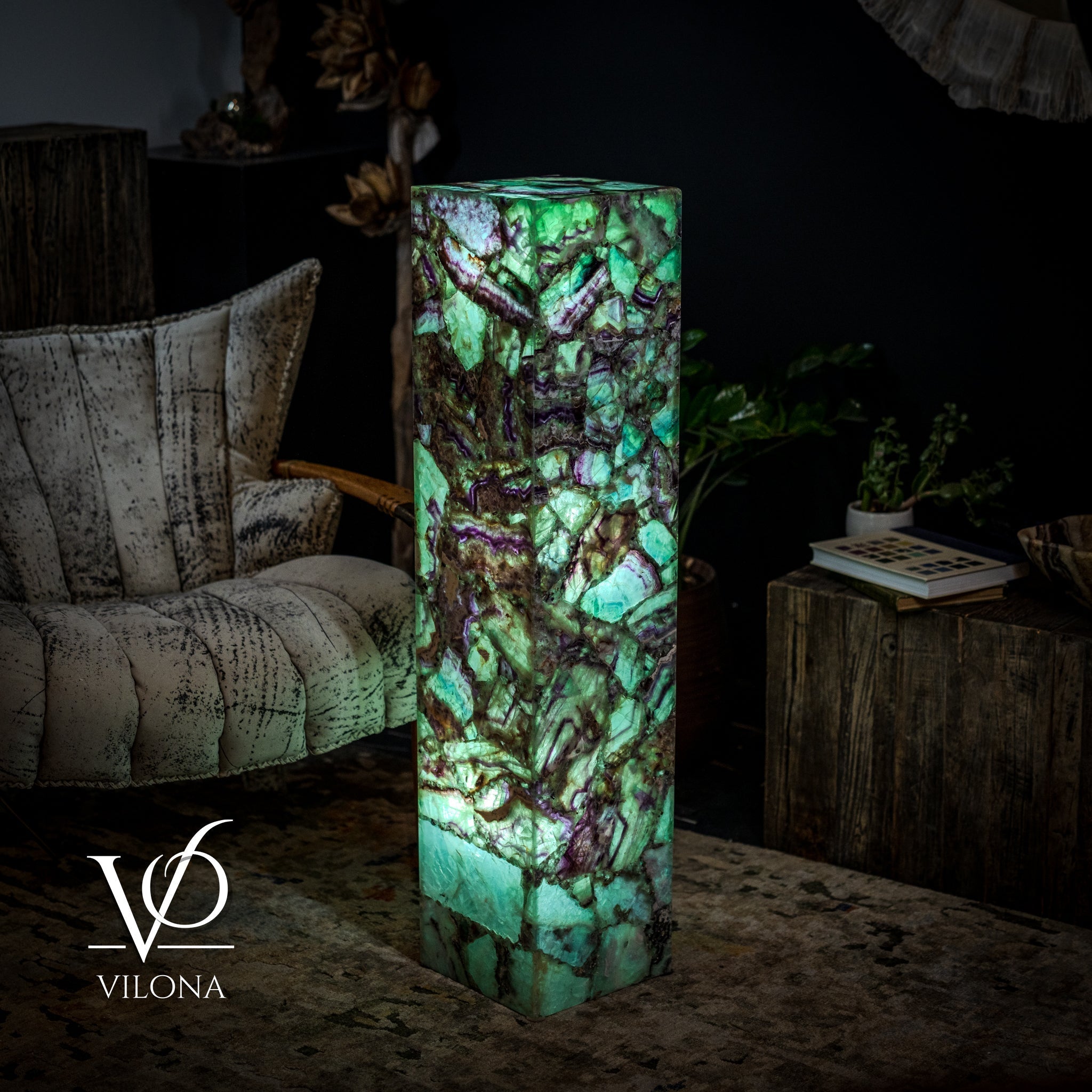 Fluorite Floor Lamp - Medium - 43.5"H x 10"W - Square - #10