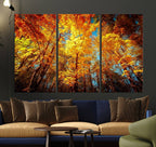 Forest View at Fall Wall Art Autumn Colors Landscape Canvas Print